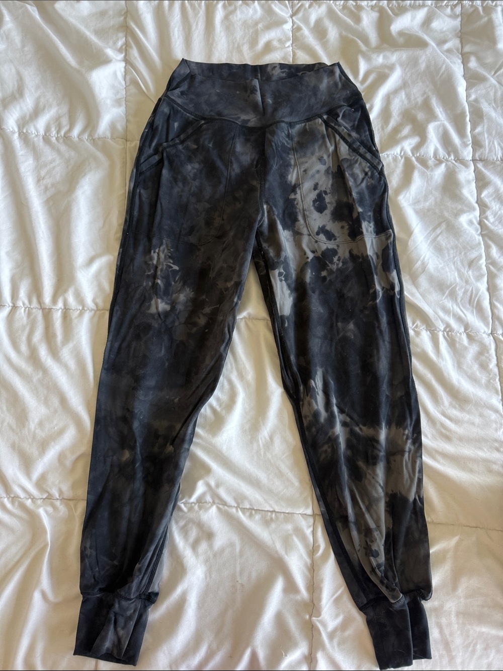 Women's Black Tie-Dye High-Waist Leggings